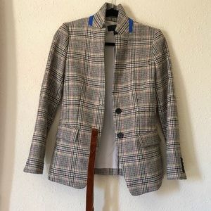 J. Crew Plaid Regent Blazer with Velvet Tie